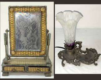 Small Heavy Mirror and Small Lamp