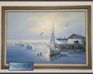 Large Oil Painting Signed Thomas