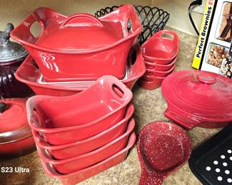 Heavy red serving pieces 