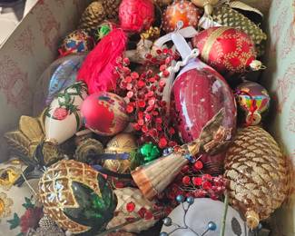 Lots of beautiful Christmas ornaments 