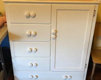 Vintage white painted dresser (35”W, 17”D, 42”H)