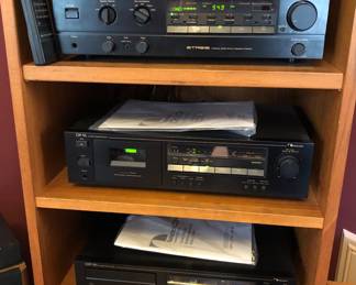 Nakamichi stereo equipment: TA-2A tuner amplifier + remote, CR-1A 2-head cassette deck, CDP-2A CD player