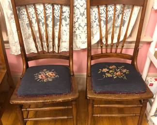 Antique chairs with needlepoint seats 