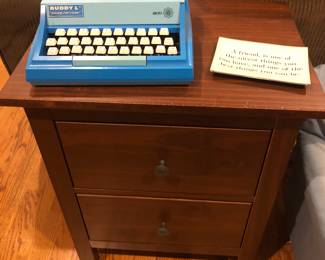 Buddy L “Easy-Writer” toy typewriter, newer nightstand 