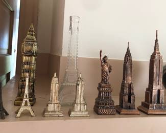 Miniature souvenir buildings - Empire State Bldg., Eiffel Tower