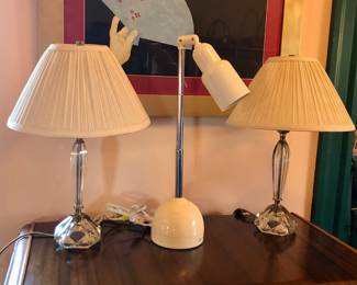 Pair of vintage glass lamps + OttLite