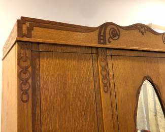 Detail of top of armoire - it comes apart for moving & transport 