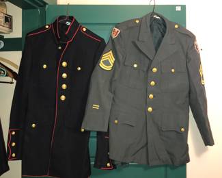 Marine Corps dress blues jacket, vintage Army jacket 