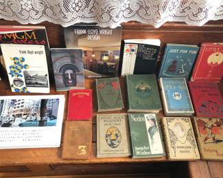 Antique & vintage books + Frank Lloyd Wright titles 
