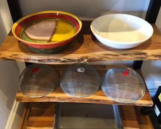 Italian serving bowls, food covers, stainless sheet pans