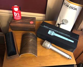 Discwasher record cleaner, Sony ECM-250 microphone with box 