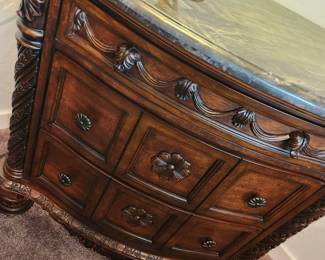 Details Marble Top Side Cabinet. 