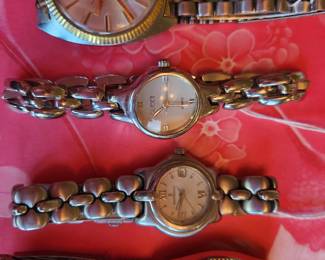 From Bottom to Top - Faux Rolex. Gucci Women's Watch. Bertolucci Women's Watch, Cadillac Men's Watch. 