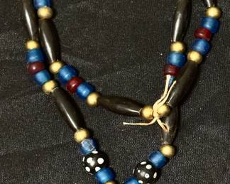 Vintage Native American seed, bead and badger claw necklace, 30 inches long