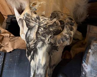 Buffalo Skull Hand Painted!!