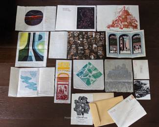RARE LOT OF SIGNED INTERNATIONALLY FAMOUS WOODCUT ART CLARE ROMANO
