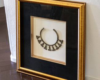 BUDDHIST BRASS BRONZE JEWELRY TRIBAL TORQUE FRAMED UNDER GLASS