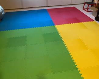 Multicolored foam flooring cover from Menards.