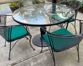 Weight Iron & Glass Patio Table w/ 4 Chairs
