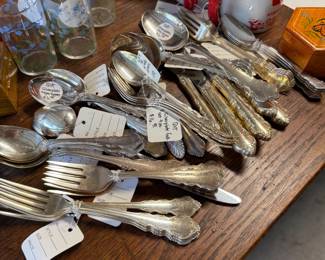 silver plate and vintage flat ware