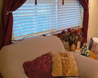 nice furniture, couches have covers on them, they are nice underneath