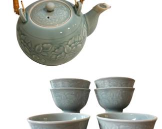 Chinese Celadon Porcelain Teapot Cups 