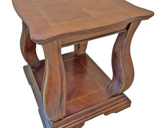 Tall Inlay Solid Wood End Table 