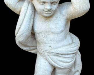 White Cement Cherub StatueStand 