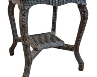 Black Wicker End Table 