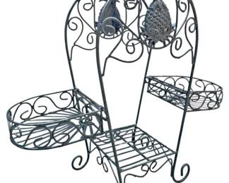 Black Wrought Iron Pineapple Plant Stand 