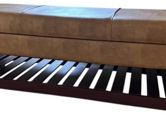 Wide Storage Faux Leather Bench 