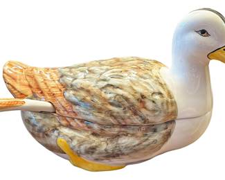 Vintage Faiancas Belo Porcelain Duck Tureen 