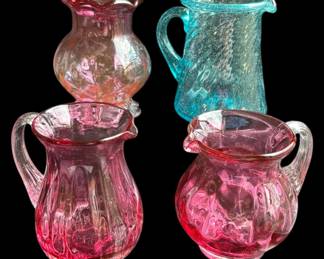 Small Colored Glass Pitchers 