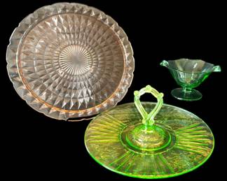Vintage Pink Green Colored Servers 