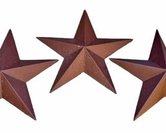 3 Brown Metal Five Point Stars 