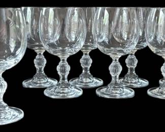 8 Crystal Goblet Glasses 
