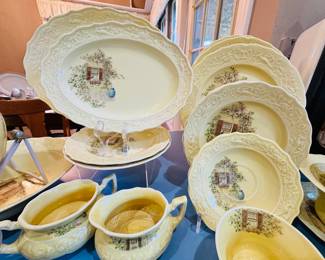 Vintage Edwin M. Knowles China Co (USA) , "Cottage Window" Pale Yellow Set Includes a 4 Piece Place Setting for 6 and is Absolutely Gorgeous!