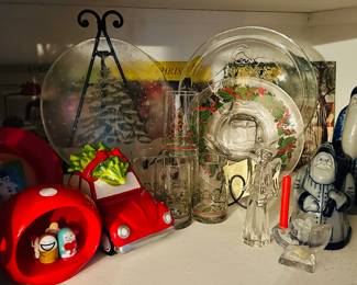Gorgeous Decor and Entertainment Pieces Available Including an Alexis Modern Nativity Set, Italian Tuscany Crystal Angel Candleholders, Eldreth Pottery Salt-Glazed Set of 4 Blue and White Santa's, Oversized Decorative Cookie Platters and More!
