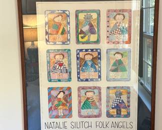 Natalie Silitch Signed Poster, "Folk Angels" Custom Framed and Mounted, 22" x 28.25".