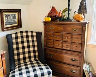 Wonderful 5-Drawer High Boy Chest Of Drawers Shown with Wonderful Autumn Decor.
