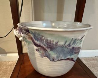 Stunning Ceramic Vessel with Handle and Spout Signed by Artist, 7"H.