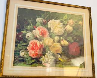 Jean-Baptiste Robie (Belgian 1821-1910), "Fragrance in Bloom" 31.5" x 27.5", Victorian Lithograph Beautifully Framed and Matted.