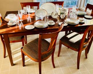 Beautiful Grange Table and Chairs, Dimensions are 19"W x 37" Hx 18.5"D