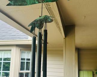 Wonderful MCM Walter Lamb Style Bronze Verdigris "Locust" Wind Chime.
