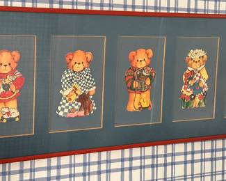 'S' Teddy Gift Tags Purchased From the Honolulu Zoo, January 1985 & Custom Framed by J. Potocki Art of Framing.