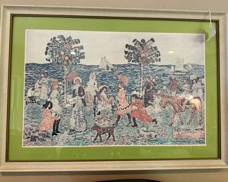 Maurice Prendergast Framed & Matted Print, "Promenade", 24" x 17" Overall.