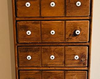 Fabulous Wooden Apothecary Cabinet, 19.5"W x 11.75"D x 50"H.