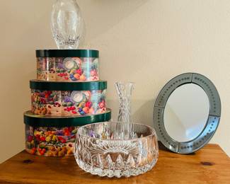 Beautiful Nesting Baskets Shown with Polish Crystal Blear Bud Vase and More!