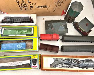 Vintage train cars, etc.