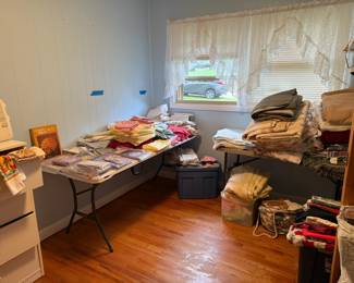 Vintage Clothes patterns and books, sheets, blankets, table cloths